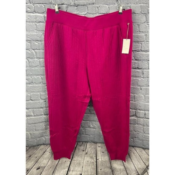 A New Day Pink Ribbed Sweatpants Joggers  With Pockets Size 2X - Picture 1 of 9